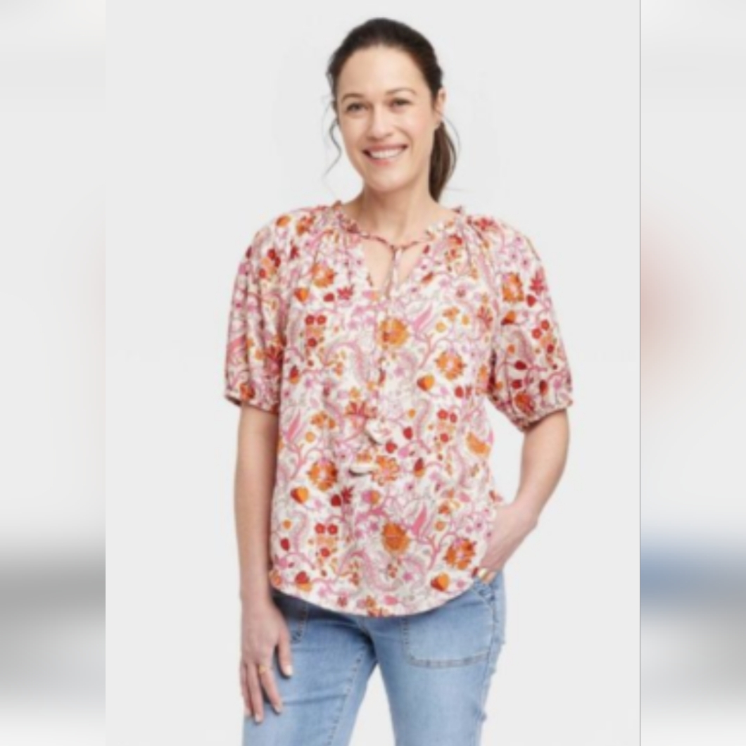 944 Knox Rose Pink Floral Blouse